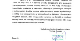 Ilustracja: Informacja o planowanych opryskach agrolotniczych na terenie Leśnictw: Boduszewo, Dąbrówka i Łopuchowo