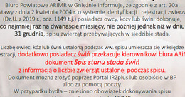 Ilustracja: Informacja dot. spisów zwierząt