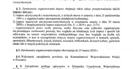 Ilustracja: Zarządzenie Wojewody ws zawieszenia imprez artystycznych