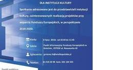 Ilustracja: Spotkanie informacyjne:  „Środa z funduszami dla instytucji kultury”