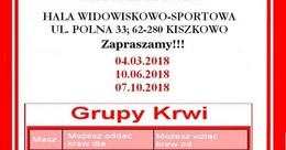 Ilustracja: XXVIII akcja Klubu Honorowych Dawców Krwi w Kiszkowie! 7.10.2018 r.